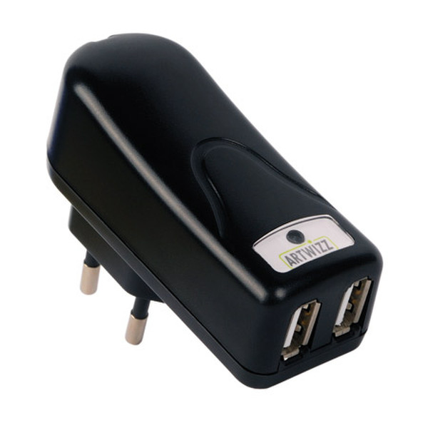 Artwizz PowerPlug Double USB Для помещений Черный зарядное для мобильных устройств