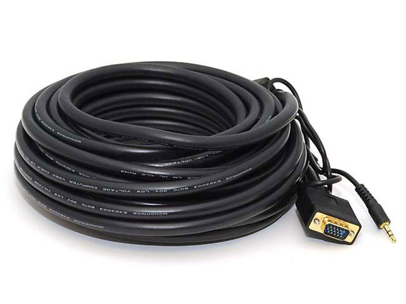 Monoprice VGA+3.5mm/VGA+3.5mm, M/M, 10.668 m 10.668m VGA (D-Sub) + 3.5mm VGA (D-Sub) + 3.5mm Black VGA cable