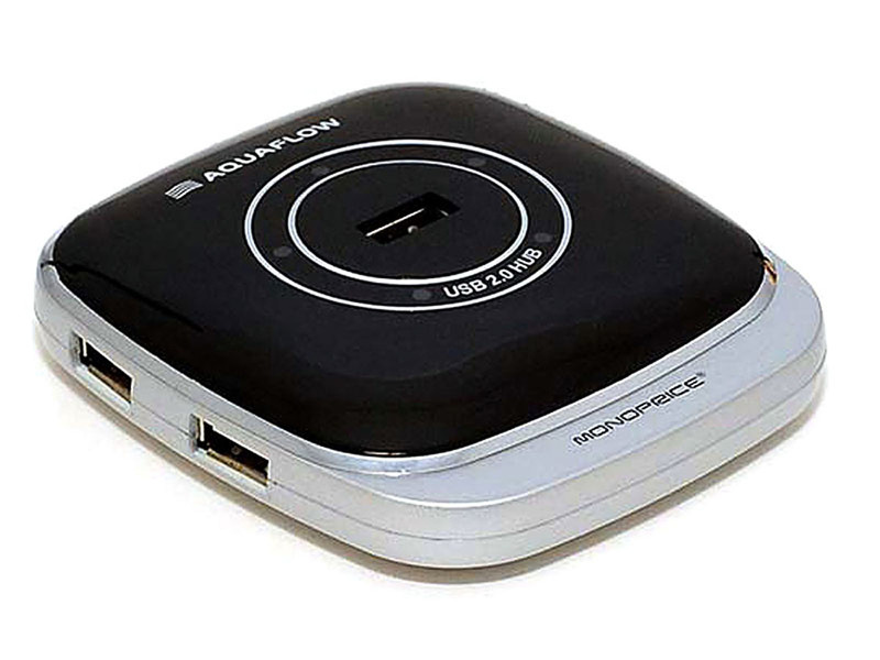 Monoprice 5327 USB 2.0 480Мбит/с Черный, Серый хаб-разветвитель
