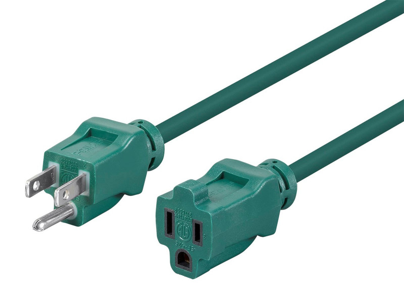 Monoprice 13833 3.66м NEMA 5-15P NEMA 5-15R Зеленый кабель питания
