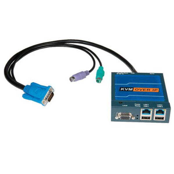 ROLINE KVM Extender over IP, USB+PS/2 Синий кабель клавиатуры / видео / мыши