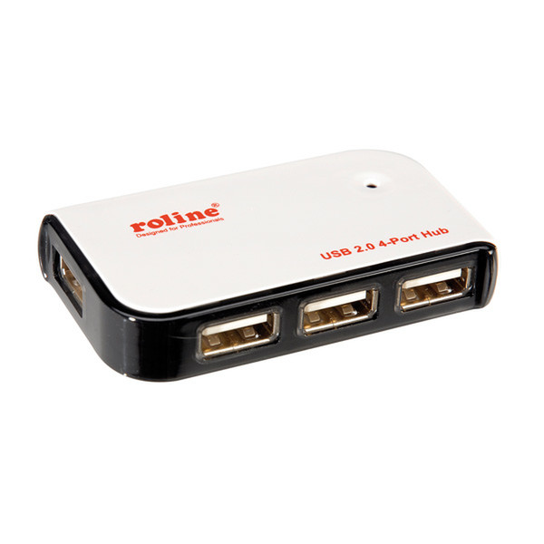 ROLINE USB 2.0 Hub 480Мбит/с Черный, Cеребряный хаб-разветвитель