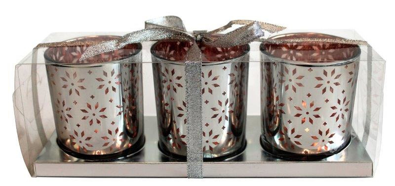 dameco 13036 Glass Red,Silver candle holder