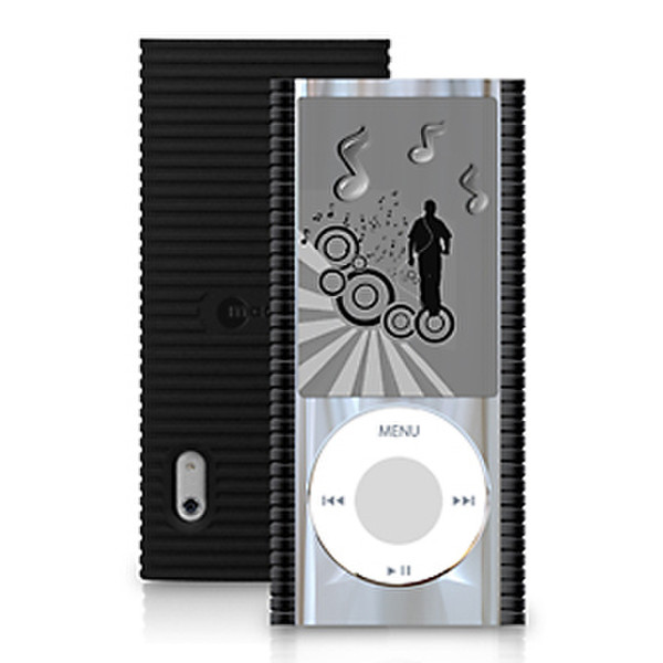 Macally Protective case mirrored chrome finish iPod nano 5th Черный, Cеребряный