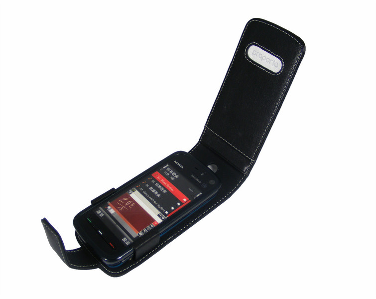 Proporta Alu-Leather Case (Nokia 5800 XpressMusic Series) - Flip Type Black