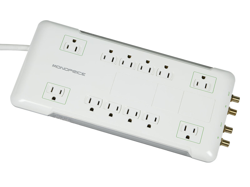 Monoprice 9201 12AC outlet(s) 120V 1.8m White surge protector