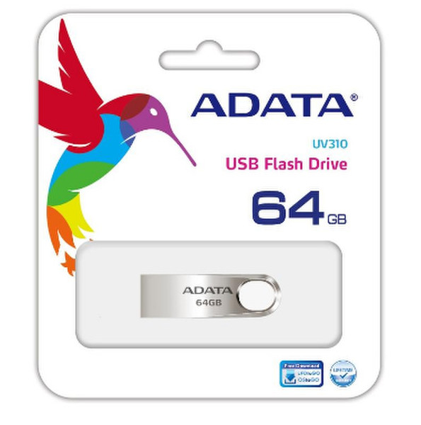 ADATA UV310 16ГБ USB 3.1 (3.1 Gen 2) Тип -A Cеребряный USB флеш накопитель