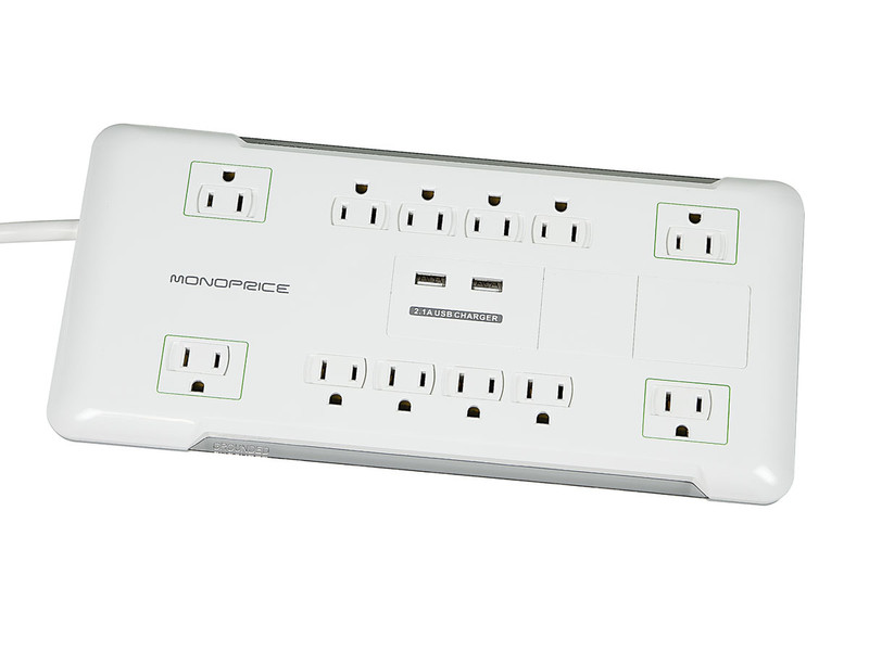 Monoprice 9202 12AC outlet(s) 120V 1.8m White surge protector