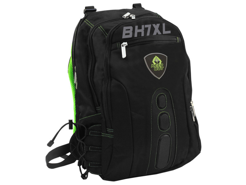 KeepOut BK7GXL Faux leather,Nylon Black/Green backpack