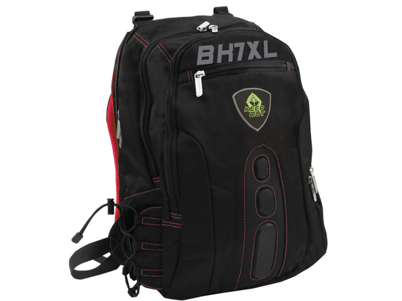 KeepOut BK7RXL Faux leather,Nylon Black,Red backpack