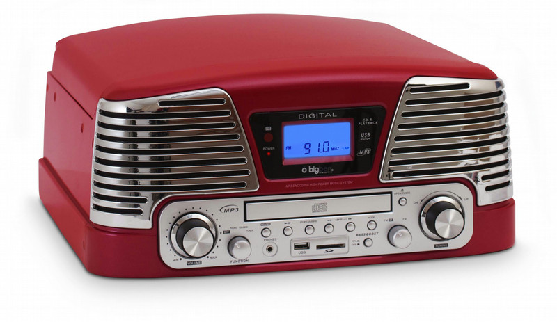 Bigben Interactive TD79RM+BLISS Metallic,Red audio turntable