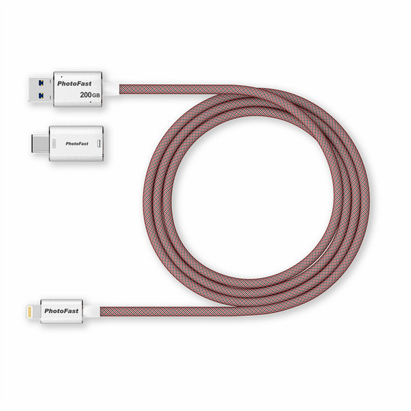 Photofast MCG3U3R1M200GBAD 200ГБ USB 3.0 (3.1 Gen 1) Тип -A Красный, Белый USB флеш накопитель
