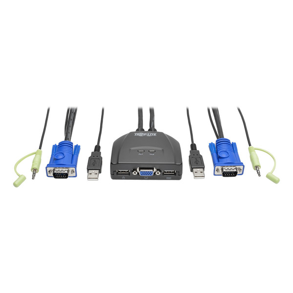 Tripp Lite 2-Port USB/VGA Cable KVM Switch with Audio, Cables and USB Peripheral Sharing