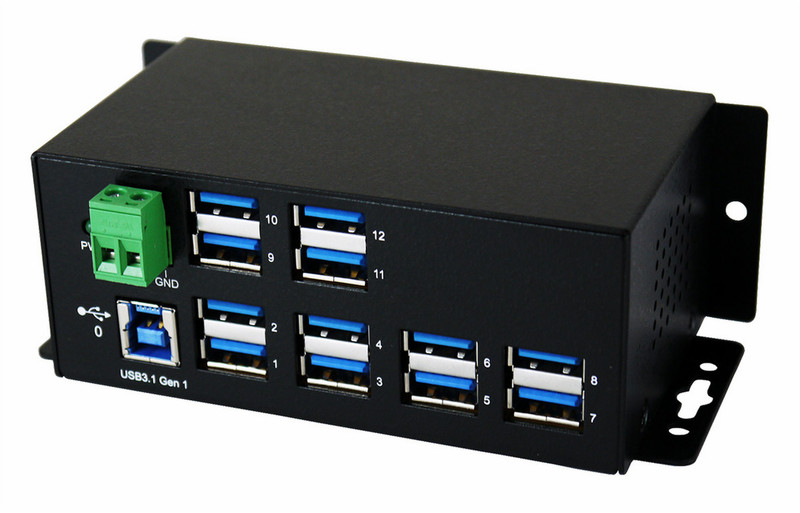 EXSYS EX-1112HMS USB 3.0 (3.1 Gen 1) Type-B 5000Mbit/s Schwarz Schnittstellenhub