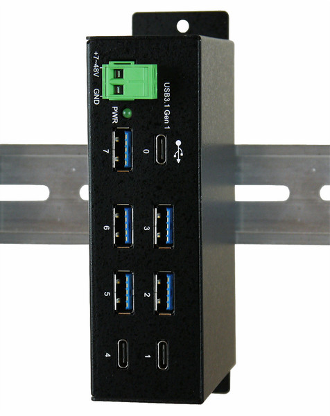 EXSYS EX-1196HMS USB 3.0 (3.1 Gen 1) Type-C 5000Mbit/s Black interface hub