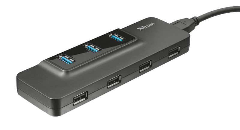 Trust 21807 USB 3.0 (3.1 Gen 1) Type-A 5000Мбит/с Черный хаб-разветвитель