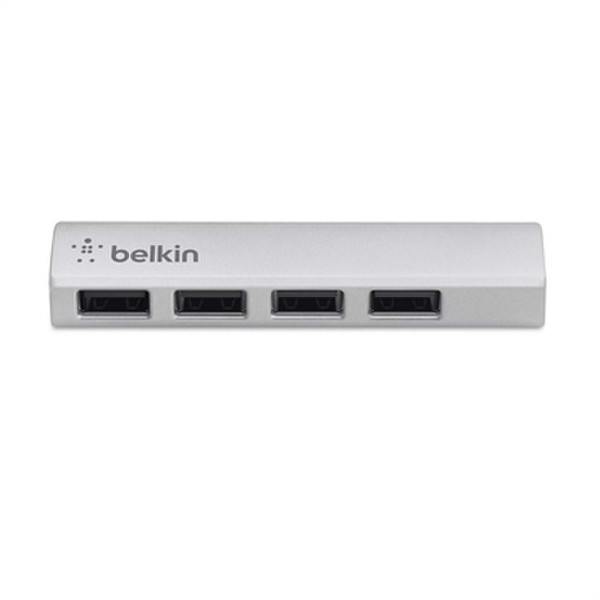 Belkin 4-Port Ultra-Slim 480Мбит/с Черный, Белый хаб-разветвитель