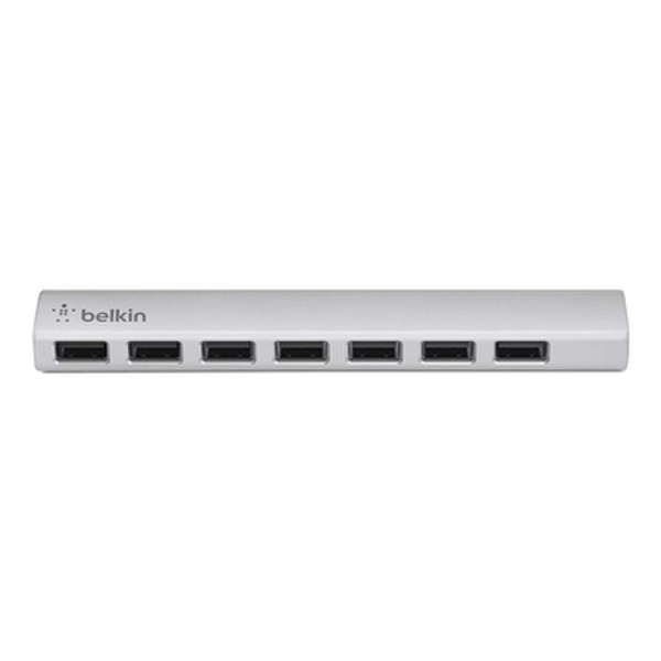 Belkin 7-Port Ultra-Slim 480Мбит/с Черный, Белый хаб-разветвитель