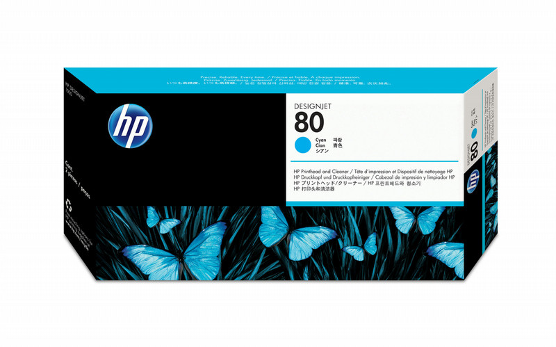 HP 80, Печатающая головка DesignJet, Голубая, со средством очистки