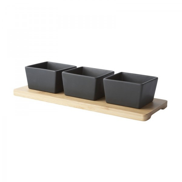 Galzone 242032 Bamboo,Stoneware Black,Wood Rectangular Serving dish serving platter/dish