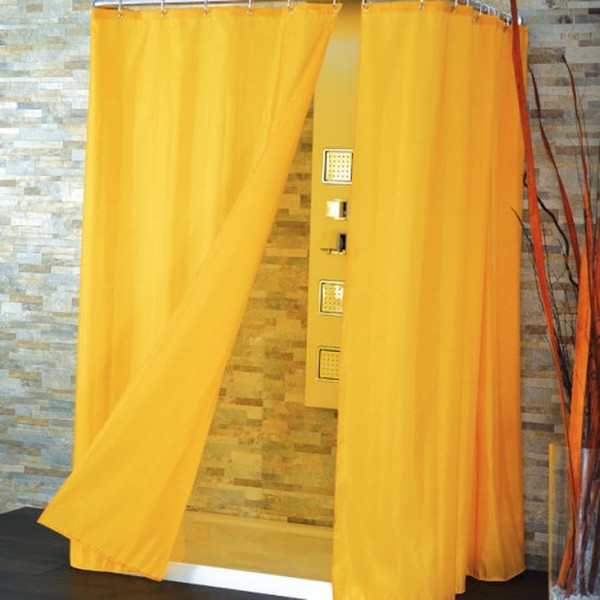 CPE Tinta Unita Grommet Polyester Yellow shower curtain