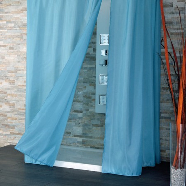 CPE Tinta Unita Grommet Polyester Blue shower curtain