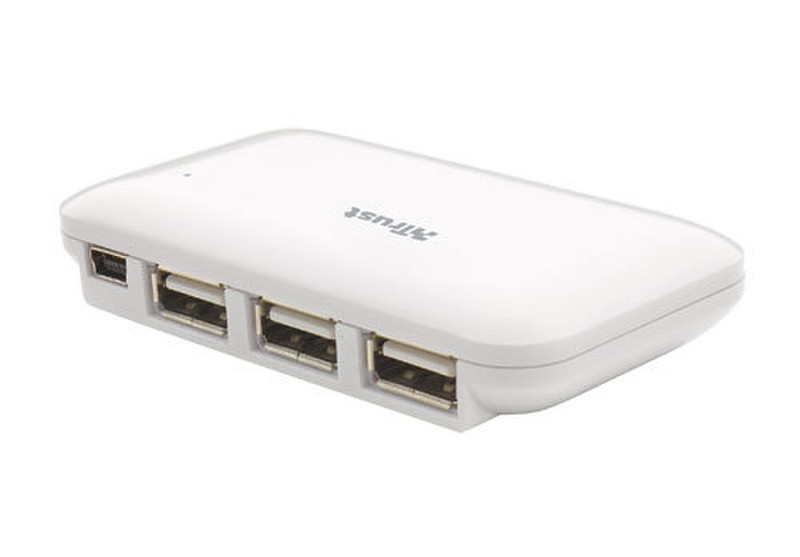 Trust 4 Port Slimline USB 2.0 Hub 480Мбит/с Белый хаб-разветвитель