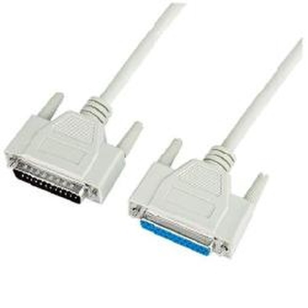 Nilox RS232 25pin/25pin, 2m, M/F 2m White networking cable