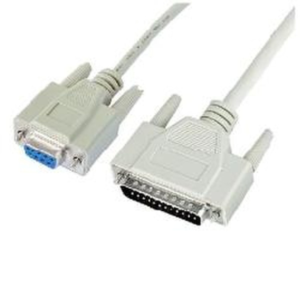 Nilox RS232 9pin/25pin, 2m, F/M 2m White networking cable