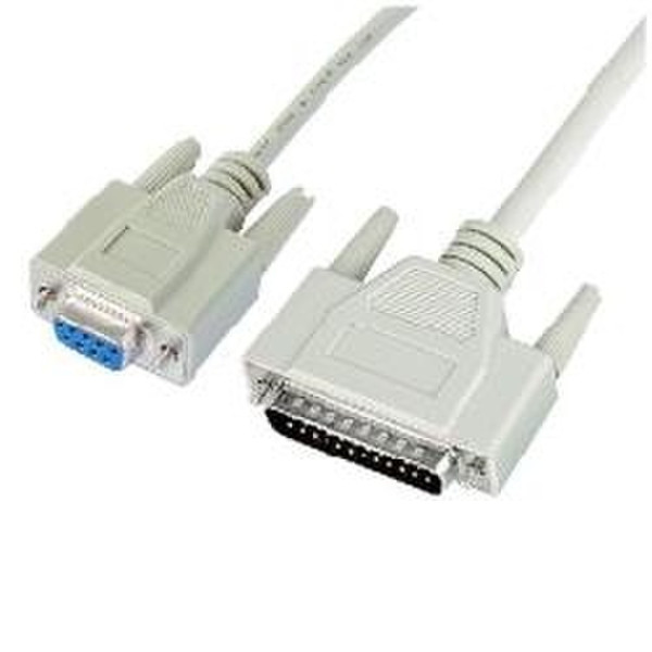 Nilox RS232 9pin/25pin, 2m, F/M 2m White networking cable