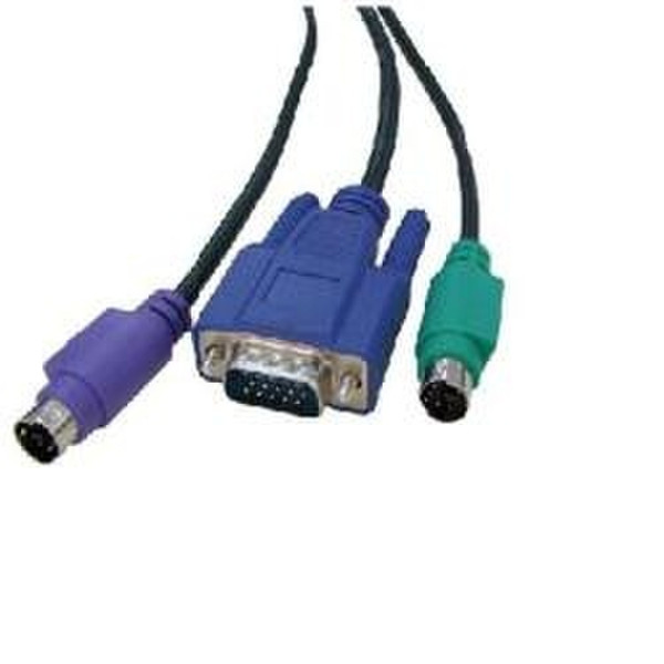Nilox KVM 2m 2x MD6 + HDB15 2m Black KVM cable