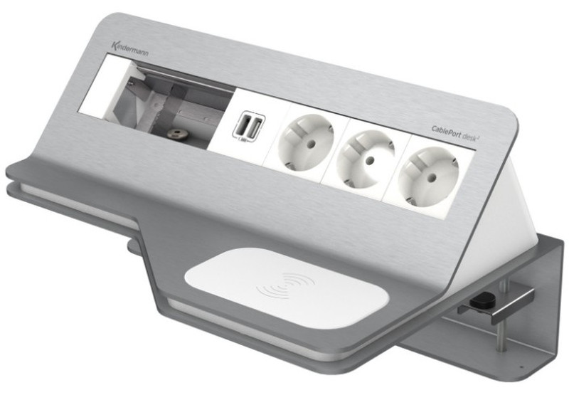 Kindermann CablePort desk² Type F Grey,White outlet box