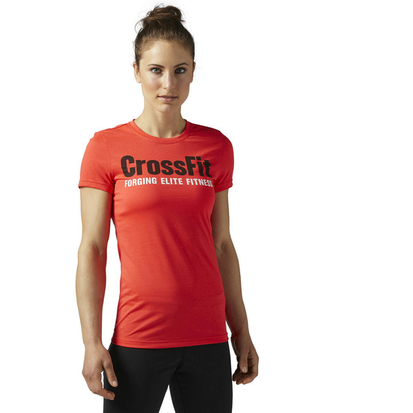 Reebok CrossFit BR0642 2XS T-shirt XXS Kurzärmel Rundhals Rot Frauen Shirt/Oberteil