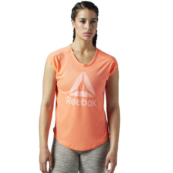 Reebok CD1577 XL T-shirt XL Langärmlig Rundhals Orange Frauen Shirt/Oberteil