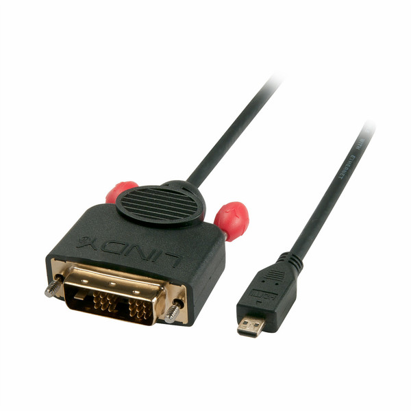Lindy 0.5m, Micro HDMI/DVI-D 0.5м Micro-HDMI DVI-D Черный