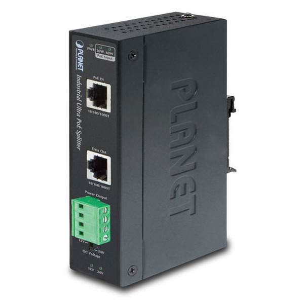 Planet IPOE-171S Power over Ethernet (PoE) Черный сетевой разделитель