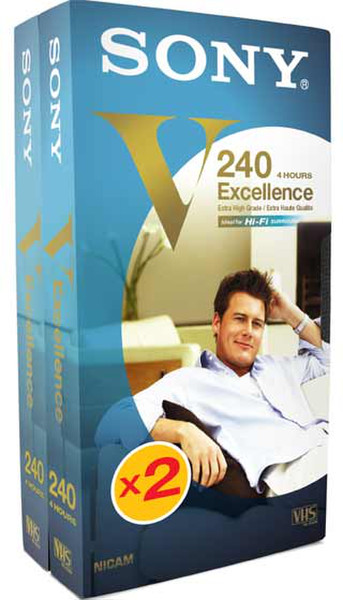 Sony 2E240VHF 2-pack VHS Excellence Hi-fi Tape VHS чистая видеокассета