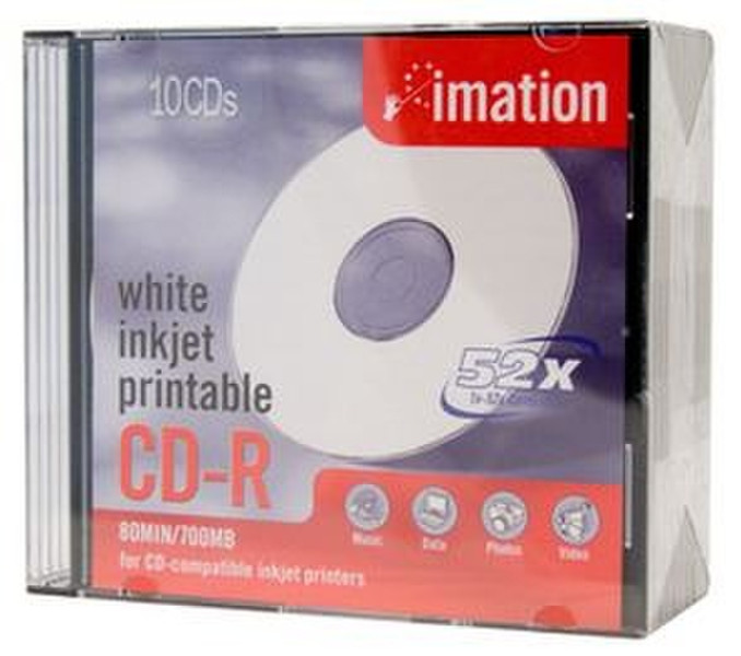 Imation CD-R 52X 700MB/80min, 10pcs Slim Case Printable CD-R 700MB 10Stück(e)