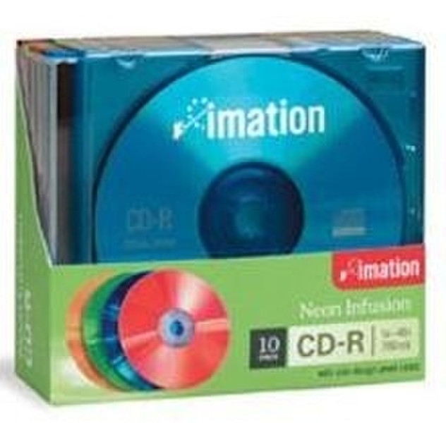 Imation CD-R 40X 700MB/80min Neon Infusion 10PK, Slim Case CD-R 700МБ 10шт