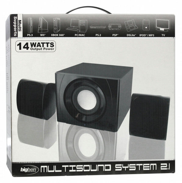 Bigben Interactive MULTSPEAKER2 2.1channels 14W Black,Silver speaker set