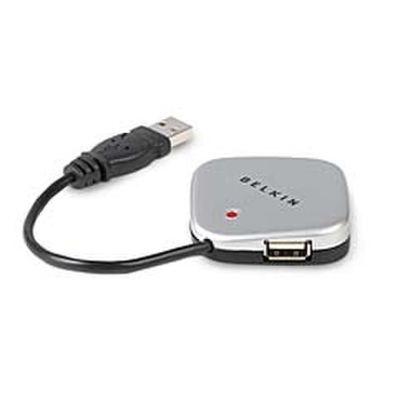 Belkin USB 2.0 4-Port Ultra Mini Hub 480Mbit/s Black,Silver interface hub