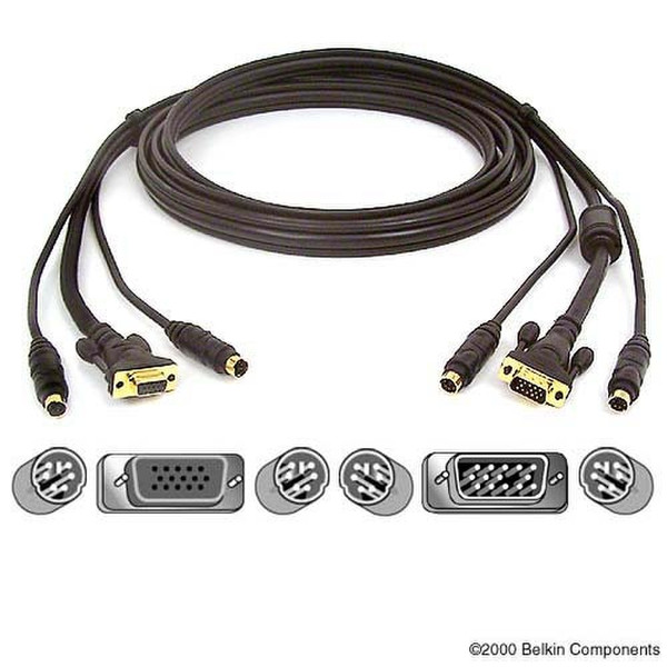Belkin F3X1835B10-GLD 3.048m Schwarz Tastatur/Video/Maus (KVM)-Kabel