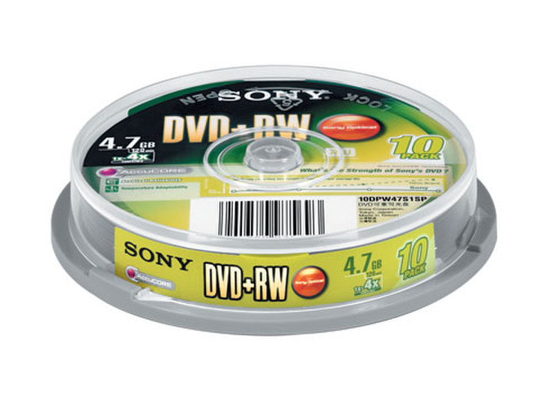 Sony 10DPW47S1SP 4.7ГБ DVD+RW 10шт чистый DVD