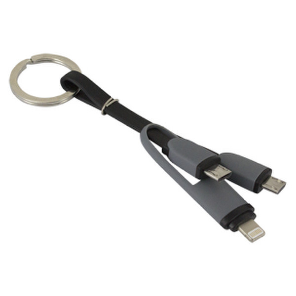 Atlantis Land P019-RC-MLMM Micro USB Micro USB + iOS Lightning Schwarz, Grau Handykabel