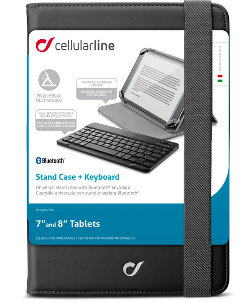 Cellularline Stand Case + Keyboard For Tablets 8