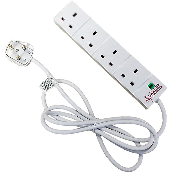 Cablenet 4 Socket Surge and Spike Protected Extension Lead White 5m