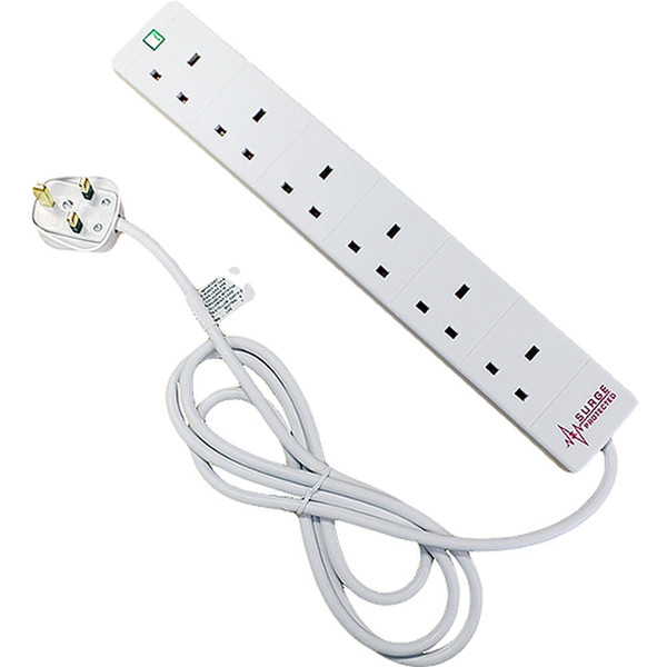Cablenet 5m 6 Way Surge Protection Power Block White