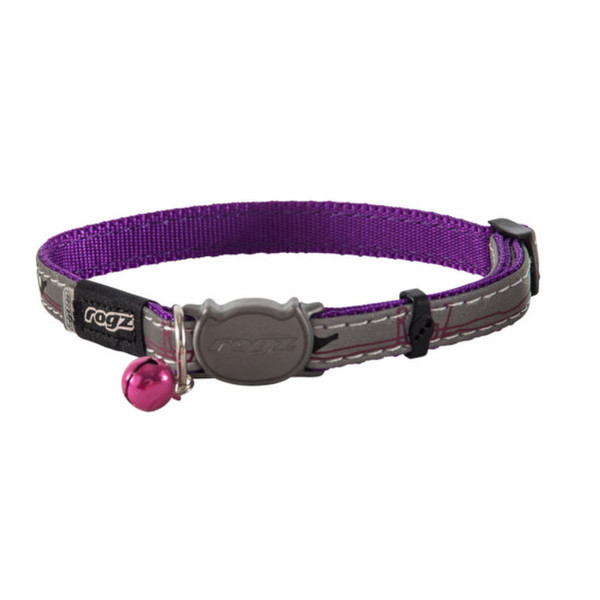 Rogz NightCat Grey,Purple Polyurethane Cat Standard collar pet collar