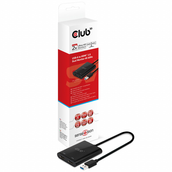 CLUB3D USB A auf HDMI™ 2.0 Dual Monitor 4K 60Hz