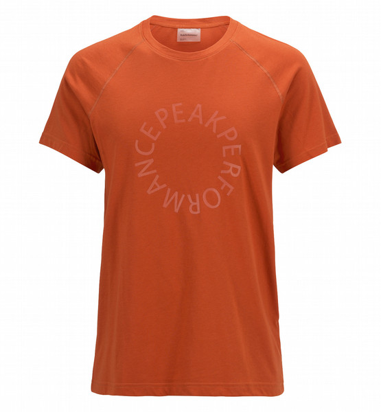 PeakPerformance Track T-shirt XL Short sleeve Crew neck Cotton,Polyester Orange